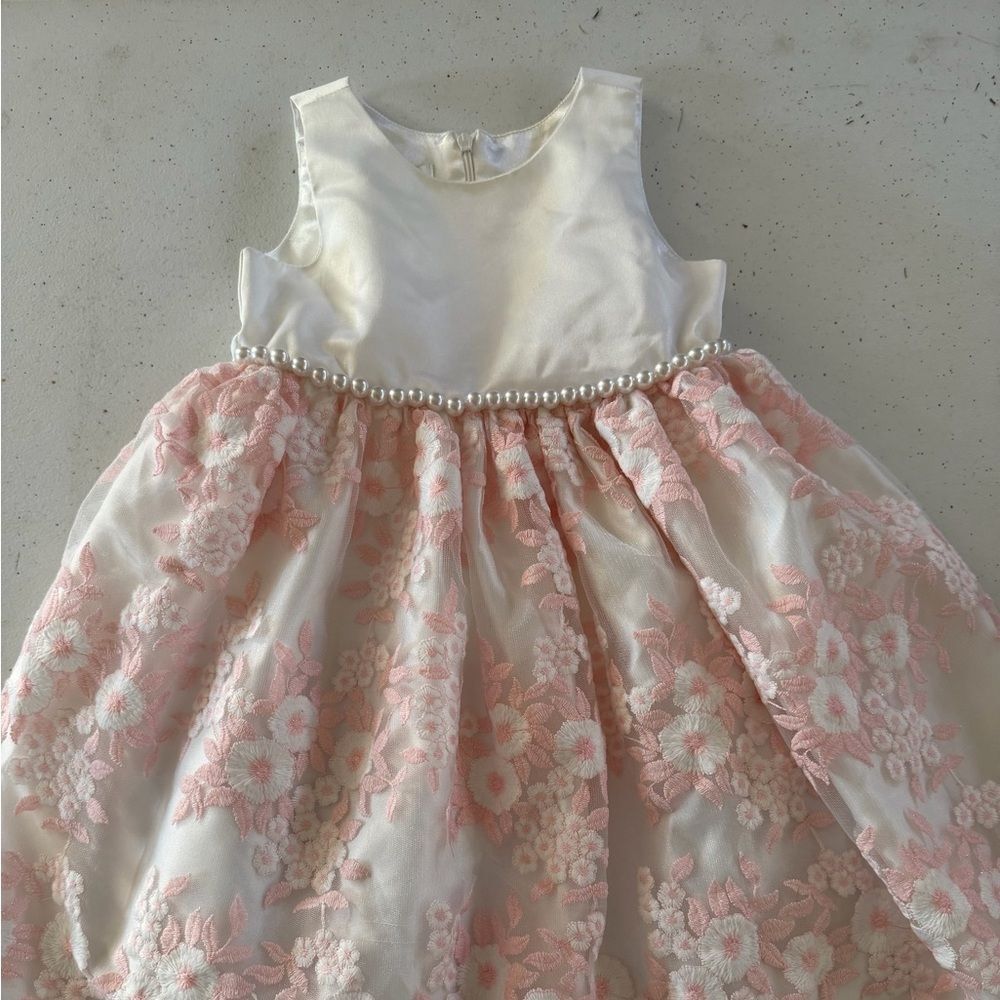 American Princess Ivory Satin Dress with Gold Logo Detail